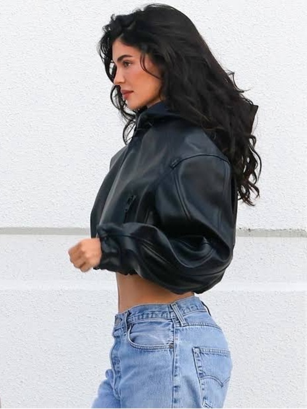 KHY Cropped Black Faux Leather Jacket